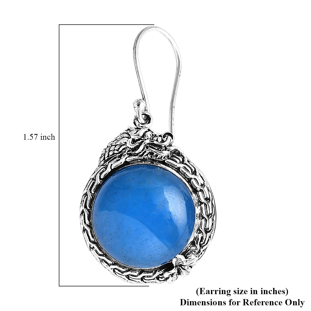 Bali Legacy Blue Jade (D) 25.00 ctw Dragon Earrings in Sterling Silver image number 4