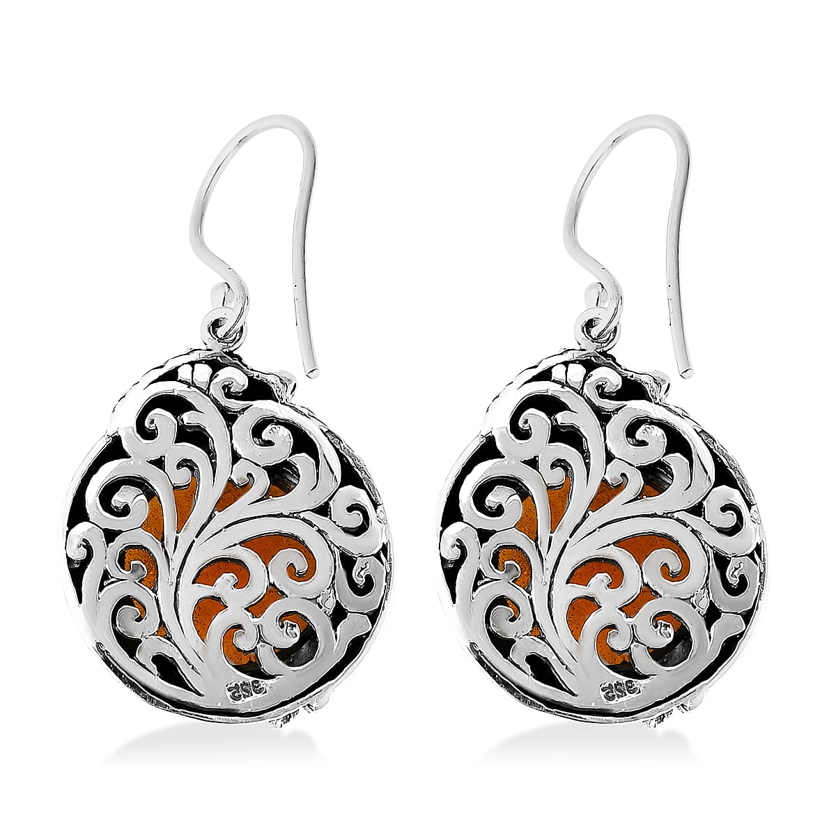 D'Joy Bali Legacy Yellow Jade (D) 25.00 ctw Dragon Earrings in Sterling Silver image number 3