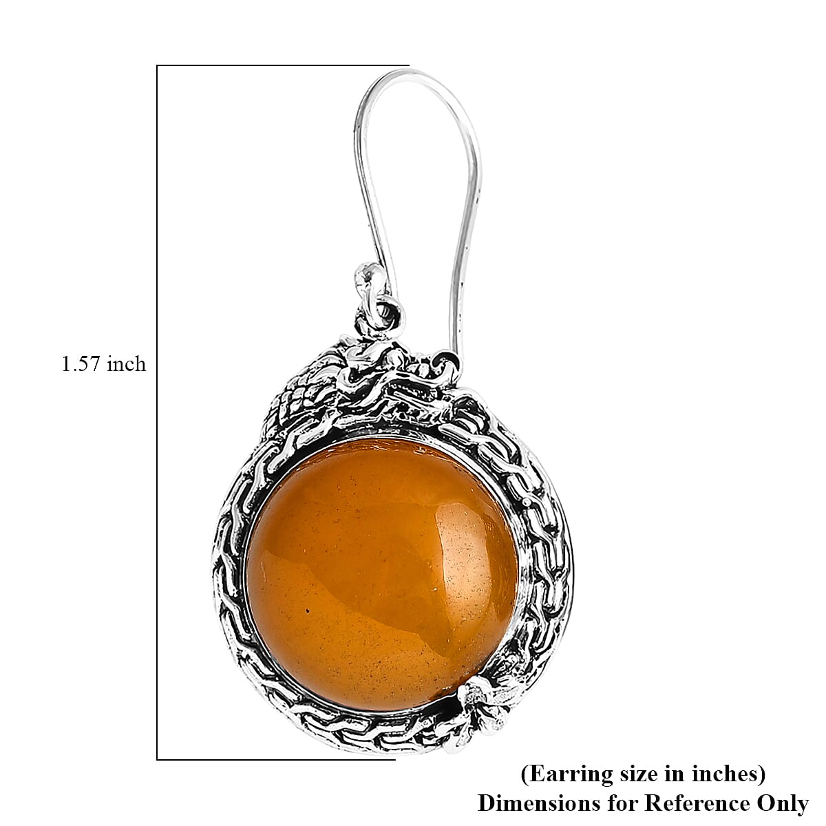 D'Joy Bali Legacy Yellow Jade (D) 25.00 ctw Dragon Earrings in Sterling Silver image number 4