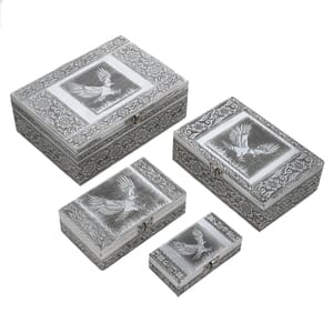Eagle Embossed Aluminium Oxidized Set of 4 Nesting Storage Box