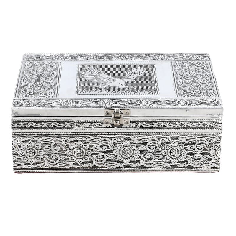 Eagle Embossed Aluminium Oxidized Set of 4 Nesting Storage Box