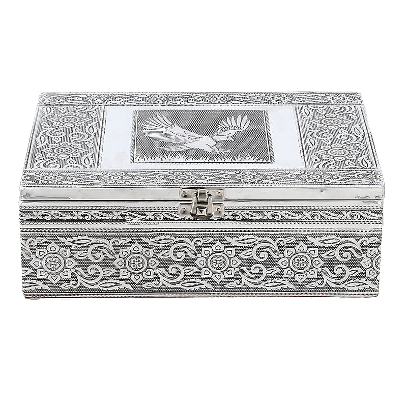 Eagle Embossed Aluminium Oxidized Set of 4 Nesting Storage Box