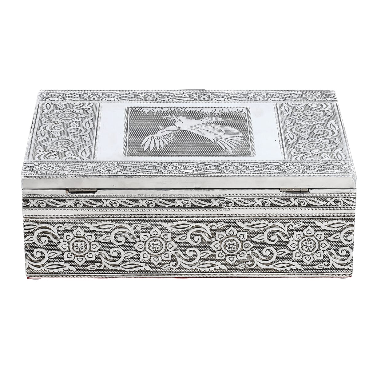 Eagle Embossed Aluminium Oxidized Set of 4 Nesting Storage Box (5"x2.5"x1.25" - 9.5"x6.75"x3.5") image number 4