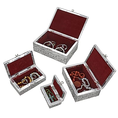 Eagle Embossed Aluminium Oxidized Set of 4 Nesting Storage Box