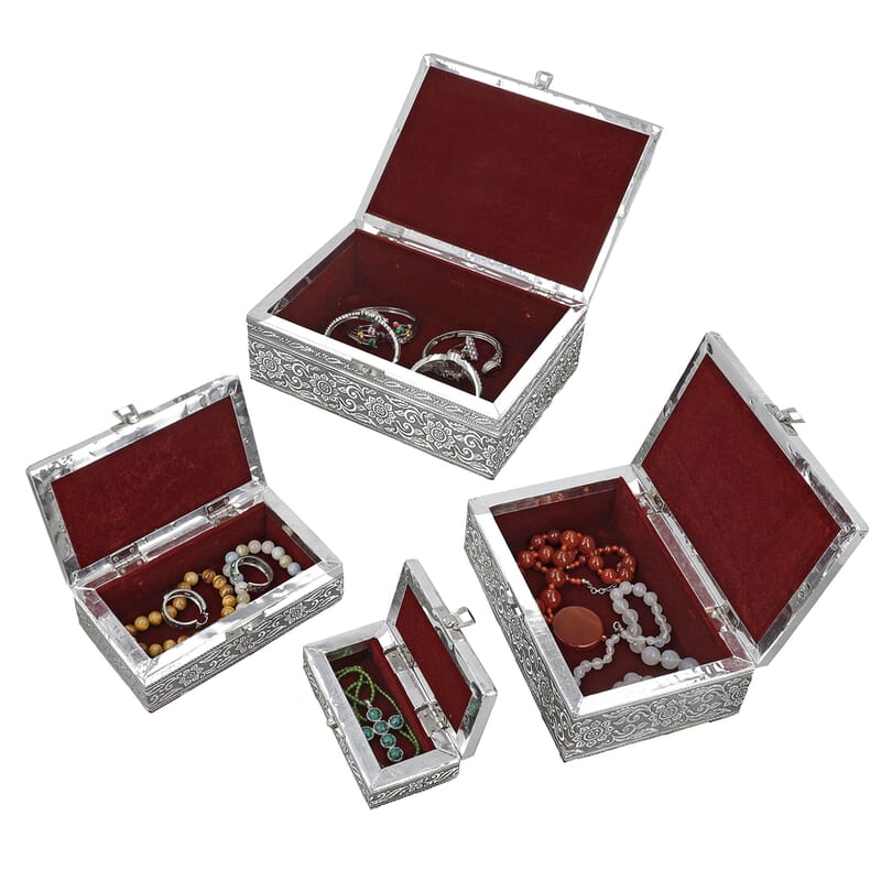 Eagle Embossed Aluminium Oxidized Set of 4 Nesting Storage Box