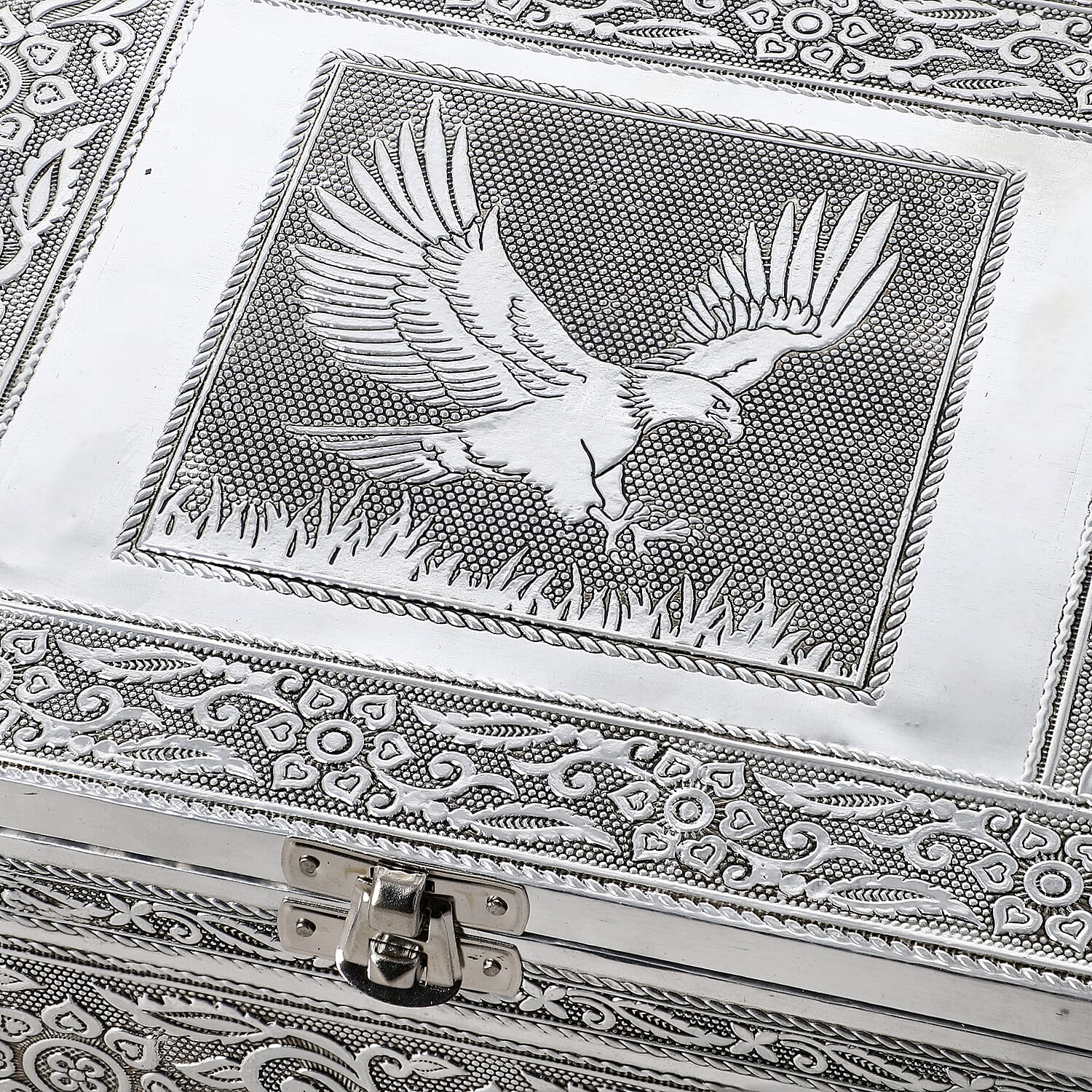 Eagle Embossed Aluminium Oxidized Set of 4 Nesting Storage Box