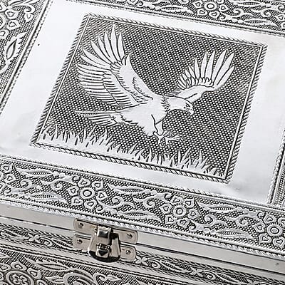 Eagle Embossed Aluminium Oxidized Set of 4 Nesting Storage Box
