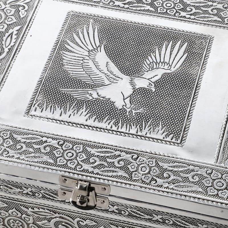 Eagle Embossed Aluminium Oxidized Set of 4 Nesting Storage Box