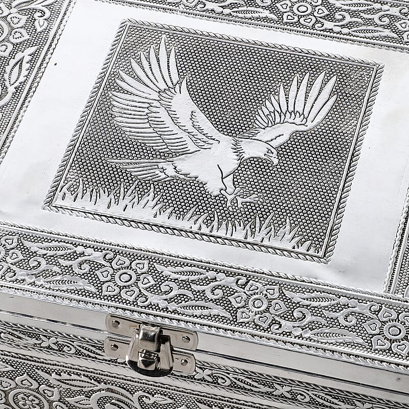 Eagle Embossed Aluminium Oxidized Set of 4 Nesting Storage Box