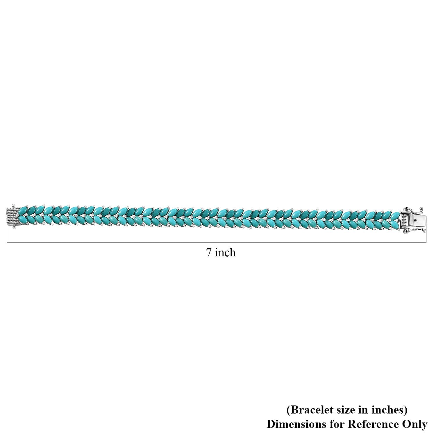 D'Joy Premium Sleeping Beauty Turquoise 15.00 ctw Double Row Bracelet in Rhodium Over Sterling Silver (6.50 In)