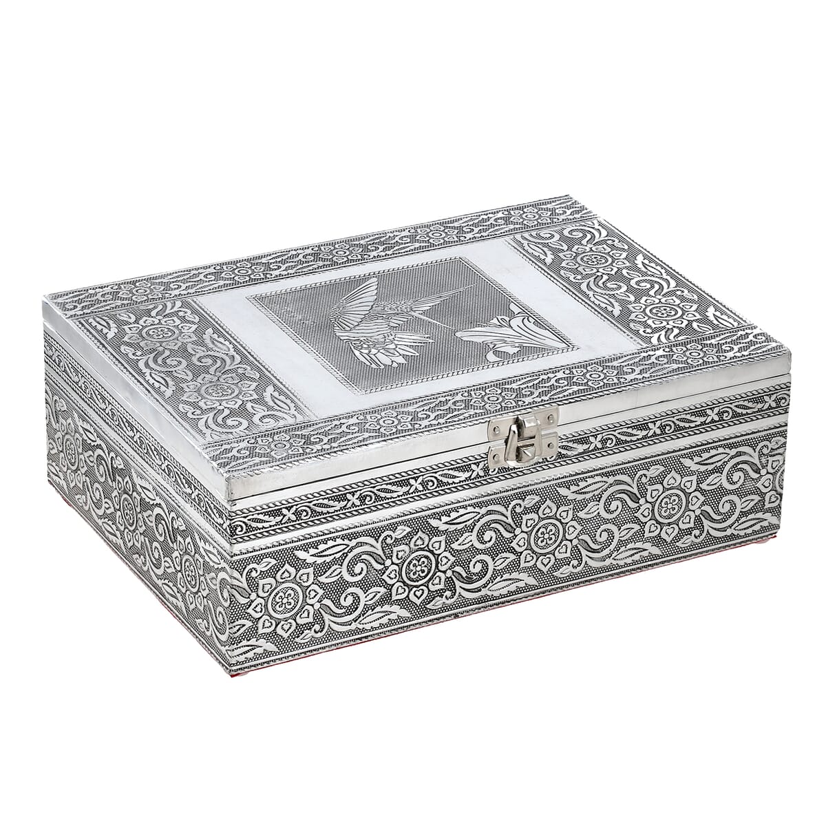 Woodpecker Embossed Aluminium Oxidized Set of 4 Nesting Storage Box image number 2