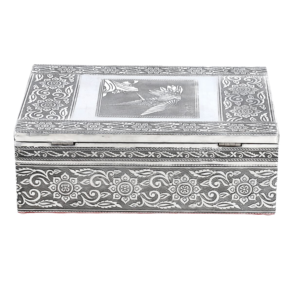 Woodpecker Embossed Aluminium Oxidized Set of 4 Nesting Storage Box image number 4
