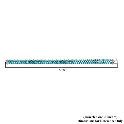 D'Joy Premium Sleeping Beauty Turquoise 16.90 ctw Double Row Bracelet in Rhodium Over Sterling Silver (7.25 In)
