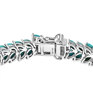 D'Joy Premium Sleeping Beauty Turquoise 18.75 ctw Double Row Bracelet in Rhodium Over Sterling Silver (8.00 In)