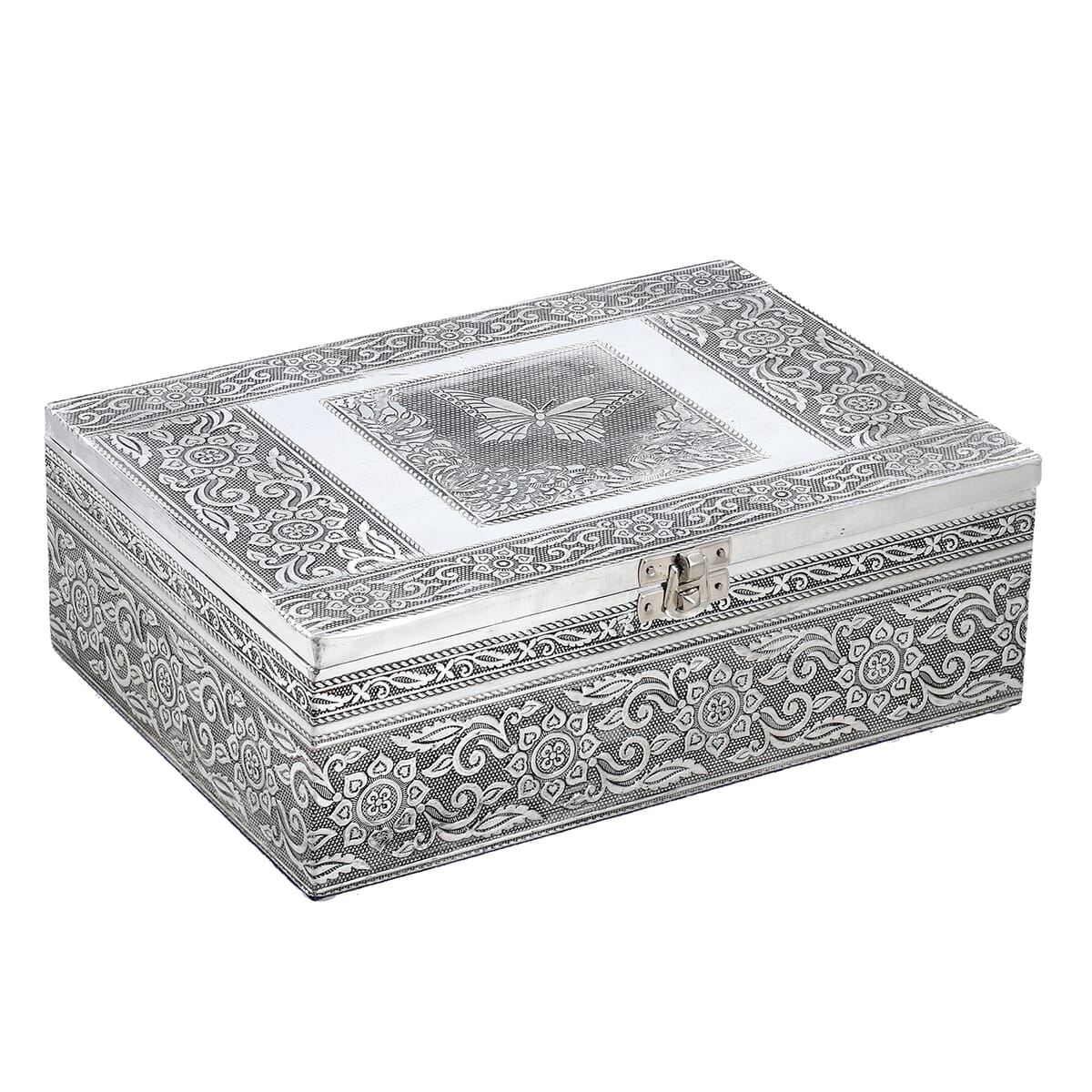 Butterfly Embossed Aluminium Oxidized Set of 4 Nesting Storage Box image number 2