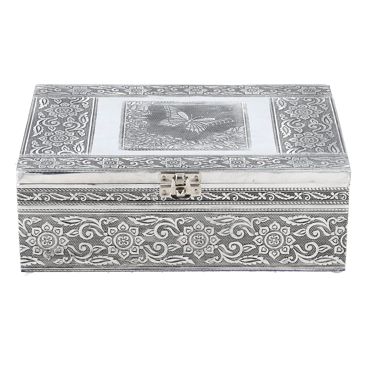 Butterfly Embossed Aluminium Oxidized Set of 4 Nesting Storage Box image number 3