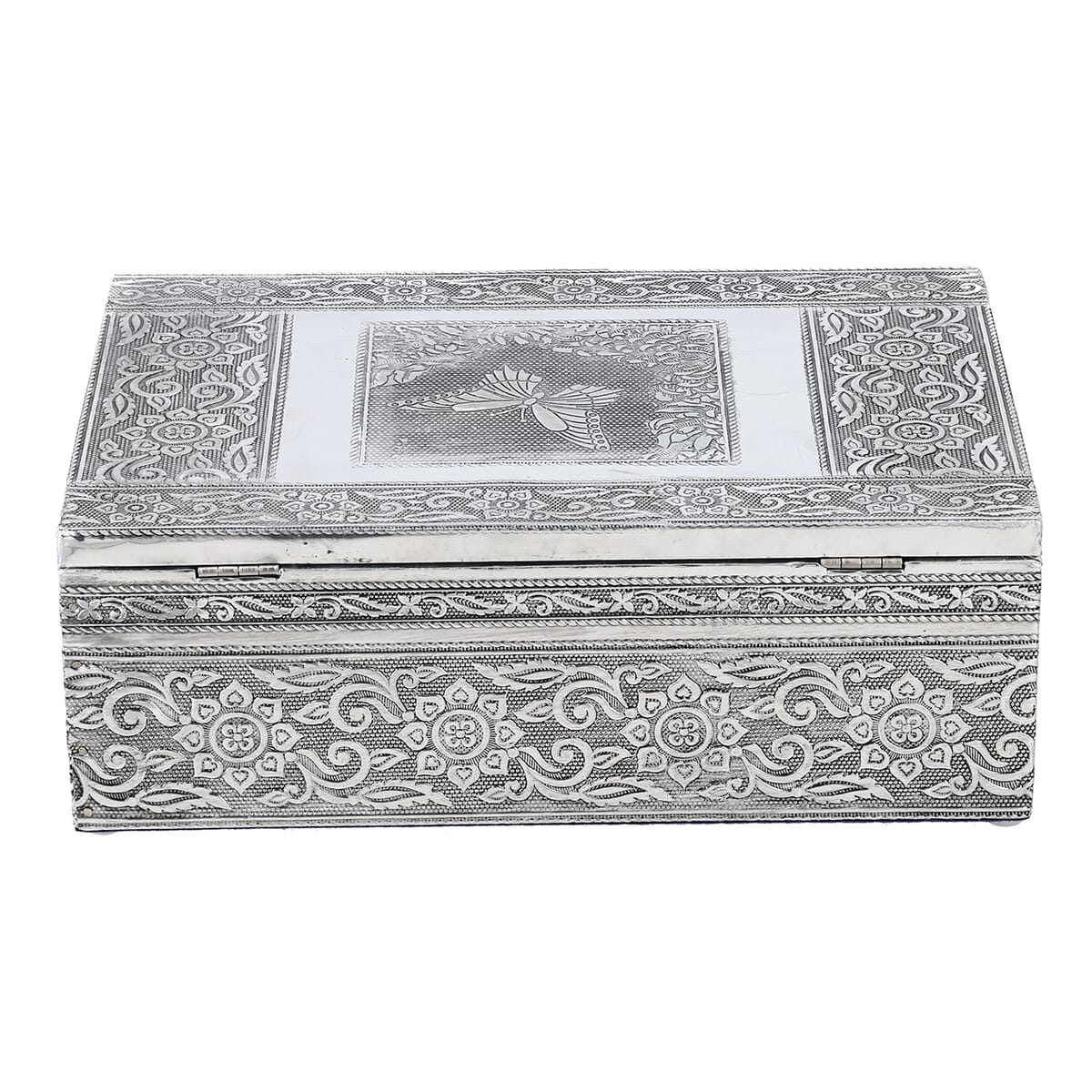 Butterfly Embossed Aluminium Oxidized Set of 4 Nesting Storage Box image number 4