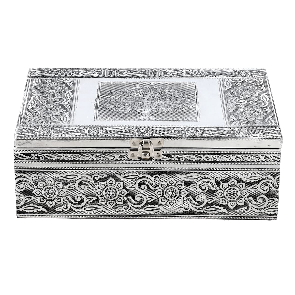 Tree Embossed Aluminium Oxidized Set of 4 Nesting Storage Box image number 3