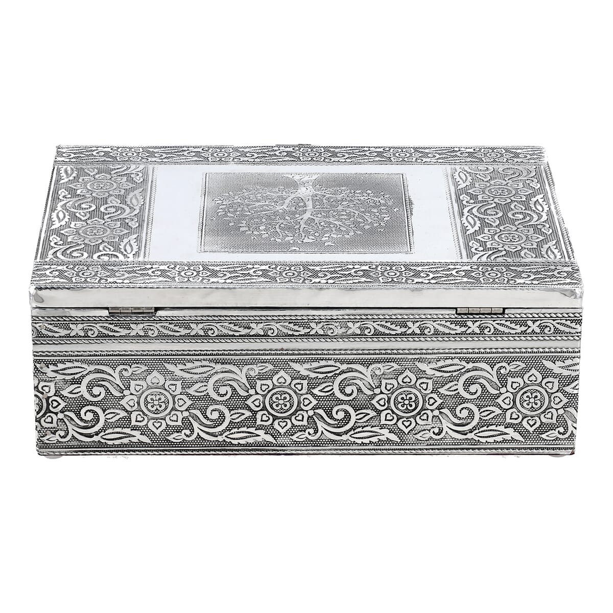 Tree Embossed Aluminium Oxidized Set of 4 Nesting Storage Box image number 4