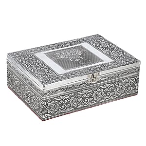 Elephant Embossed Aluminium Oxidized Set of 4 Nesting Storage Box