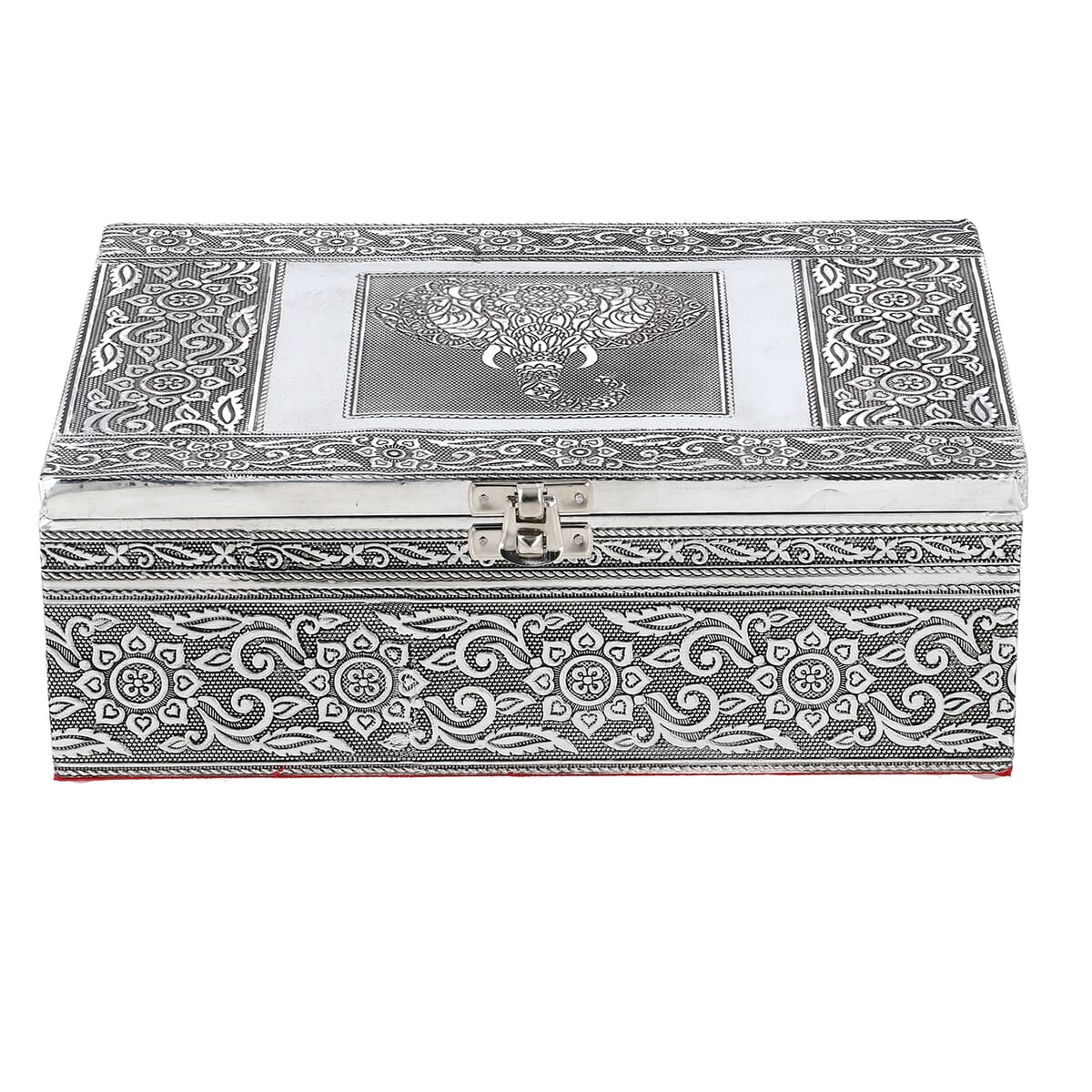 Elephant Embossed Aluminium Oxidized Set of 4 Nesting Storage Box image number 3