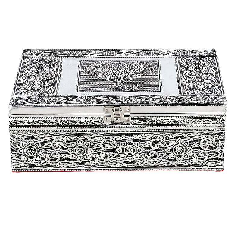 Elephant Embossed Aluminium Oxidized Set of 4 Nesting Storage Box