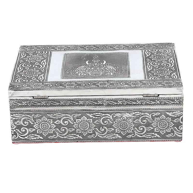 Elephant Embossed Aluminium Oxidized Set of 4 Nesting Storage Box
