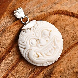 Carved Bone Pendant in Sterling Silver