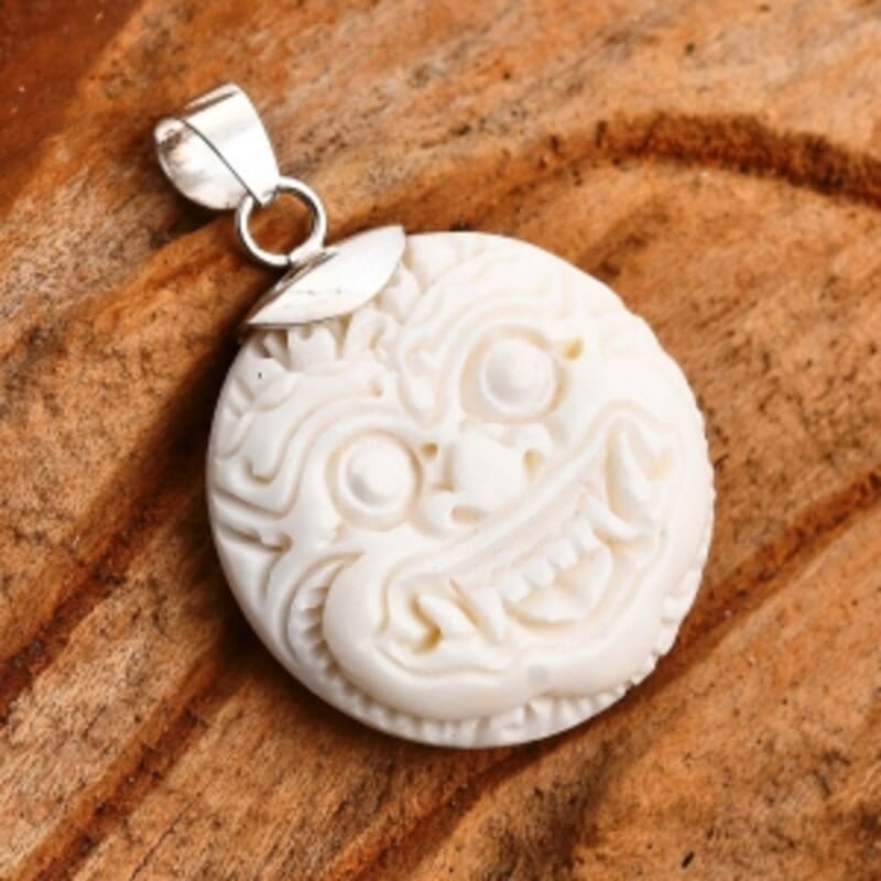Carved Bone Pendant in Sterling Silver