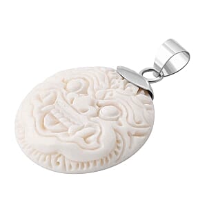 Carved Bone Pendant in Sterling Silver