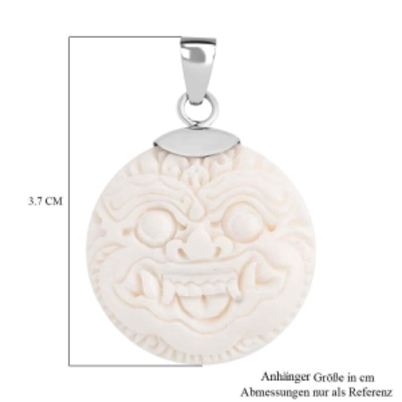 Carved Bone Pendant in Sterling Silver