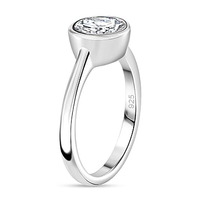Moissanite 1.20 ctw Solitaire Ring in Rhodium Over Sterling Silver (Size 10.0)