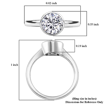 Moissanite 1.20 ctw Solitaire Ring in Rhodium Over Sterling Silver (Size 10.0)