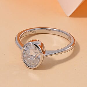 Moissanite 1.40 ctw Solitaire Ring in Rhodium Over Sterling Silver (Size 5.0)