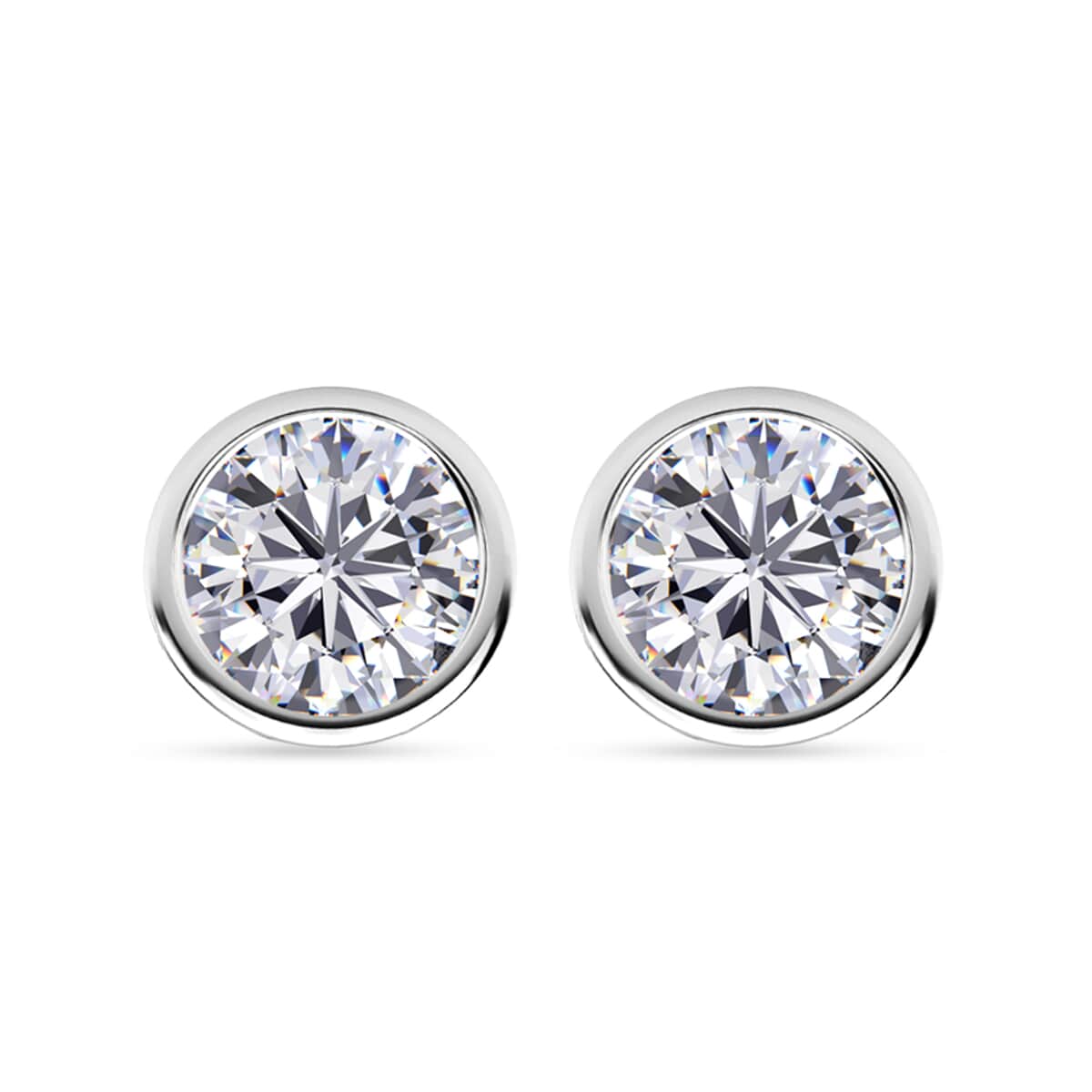 Moissanite 0.85 ctw Solitaire Stud Earrings in Rhodium Over Sterling Silver image number 0