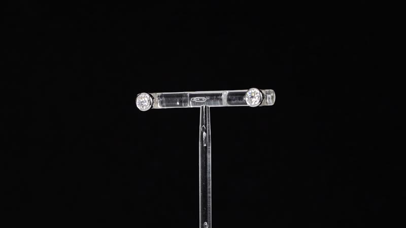 Moissanite (Rnd 5mm) Solitaire Stud Earrings in Rhodium Over Sterling Silver 0.85 ctw