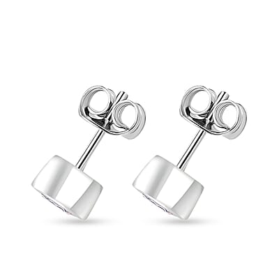 Moissanite 0.85 ctw Solitaire Stud Earrings in Rhodium Over Sterling Silver