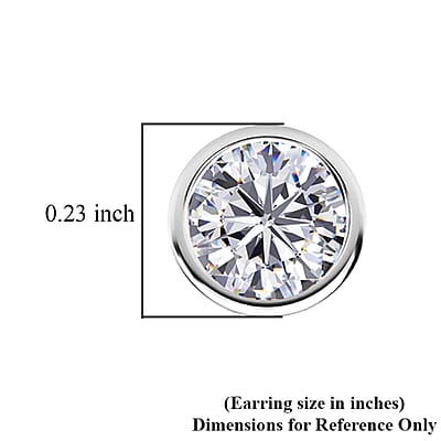 Moissanite 0.85 ctw Solitaire Stud Earrings in Rhodium Over Sterling Silver