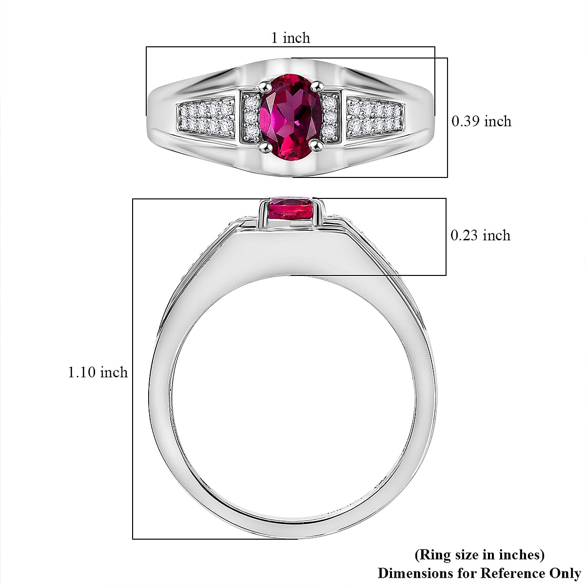 Luxuriant Premium Bixbite (LG) and Moissanite 1.00 ctw Men's Ring in Rhodium Over Sterling Silver (Size 10.0)