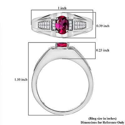 Luxuriant Premium Bixbite (LG) and Moissanite 1.00 ctw Men's Ring in Rhodium Over Sterling Silver (Size 10.0)
