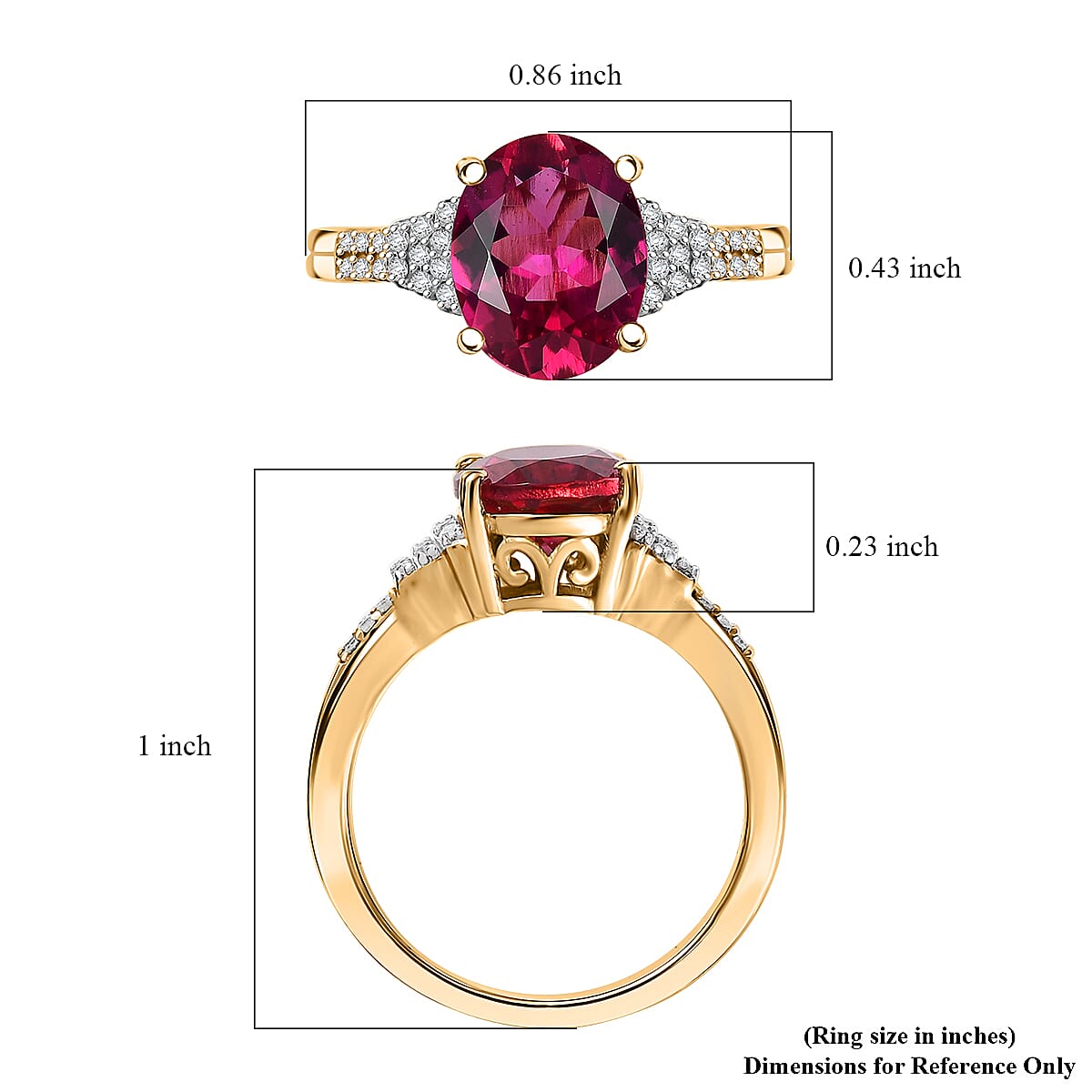 D'Joy Luxuriant Premium Bixbite (LG), Natural Yellow and White Diamond 3.20 ctw Statement Ring in 18K Vermeil Yellow Gold Over Sterling Silver (Size 10.0)
