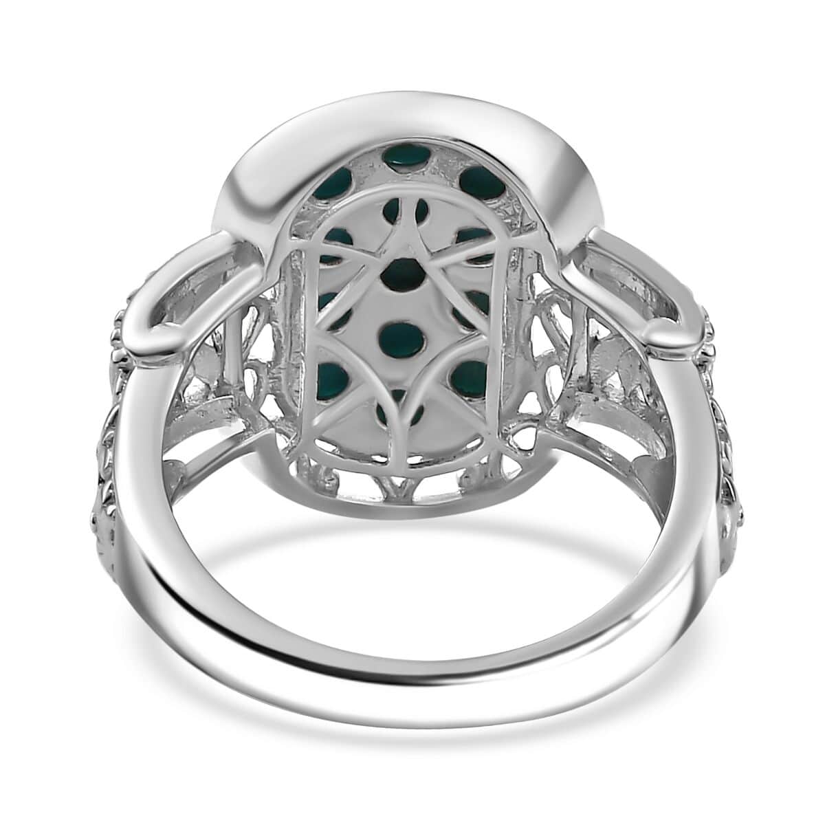 Lagoon Turquoise Cluster Ring in 18K Vermeil YG and Rhodium Over Sterling Silver (Size 10.0) 1.70 ctw image number 4