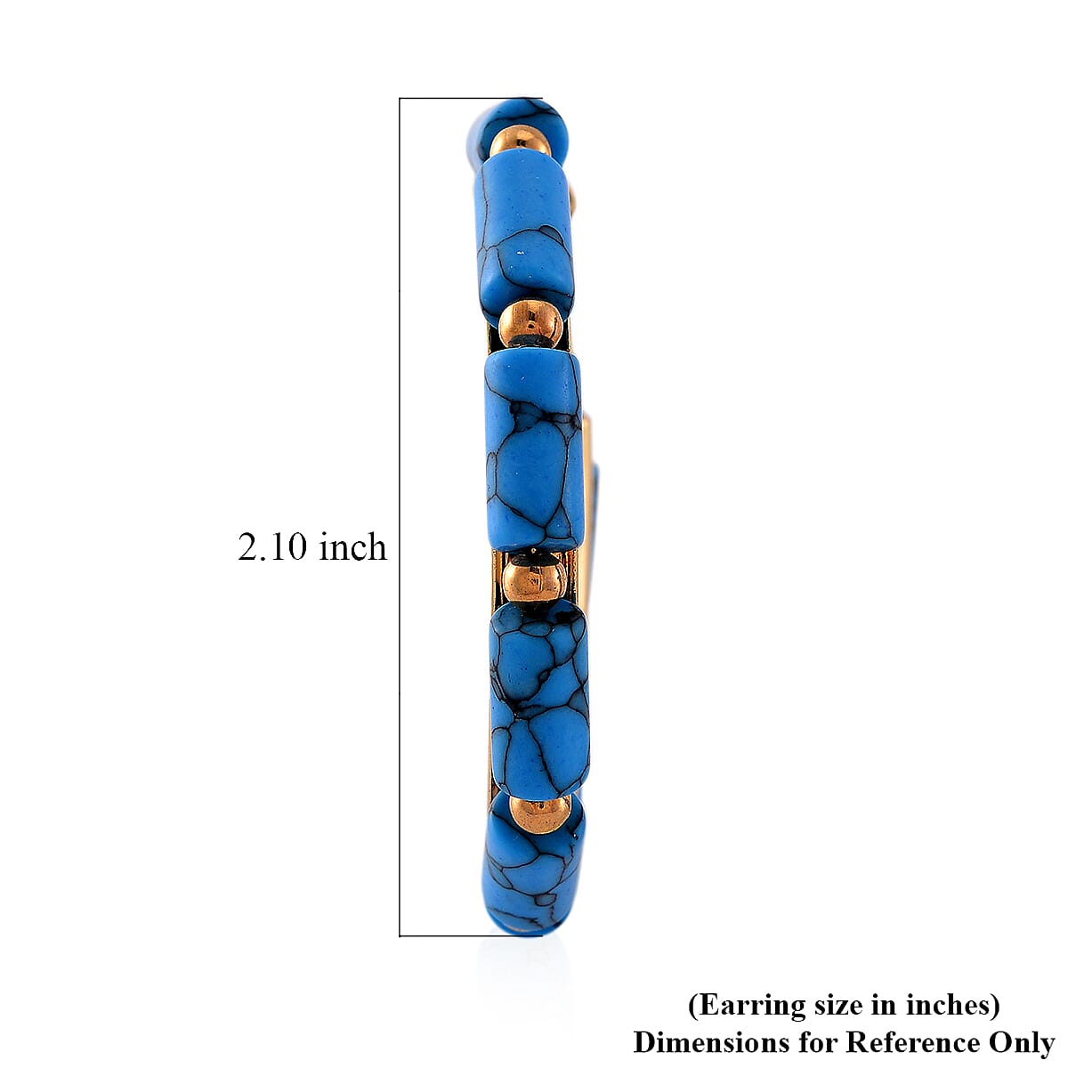 Blue Howlite 50.00 ctw Hoop Earrings in Goldtone
