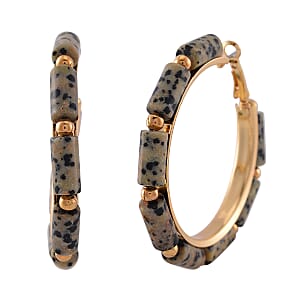 Dalmation Jasper 50.00 ctw Earrings in Goldtone 