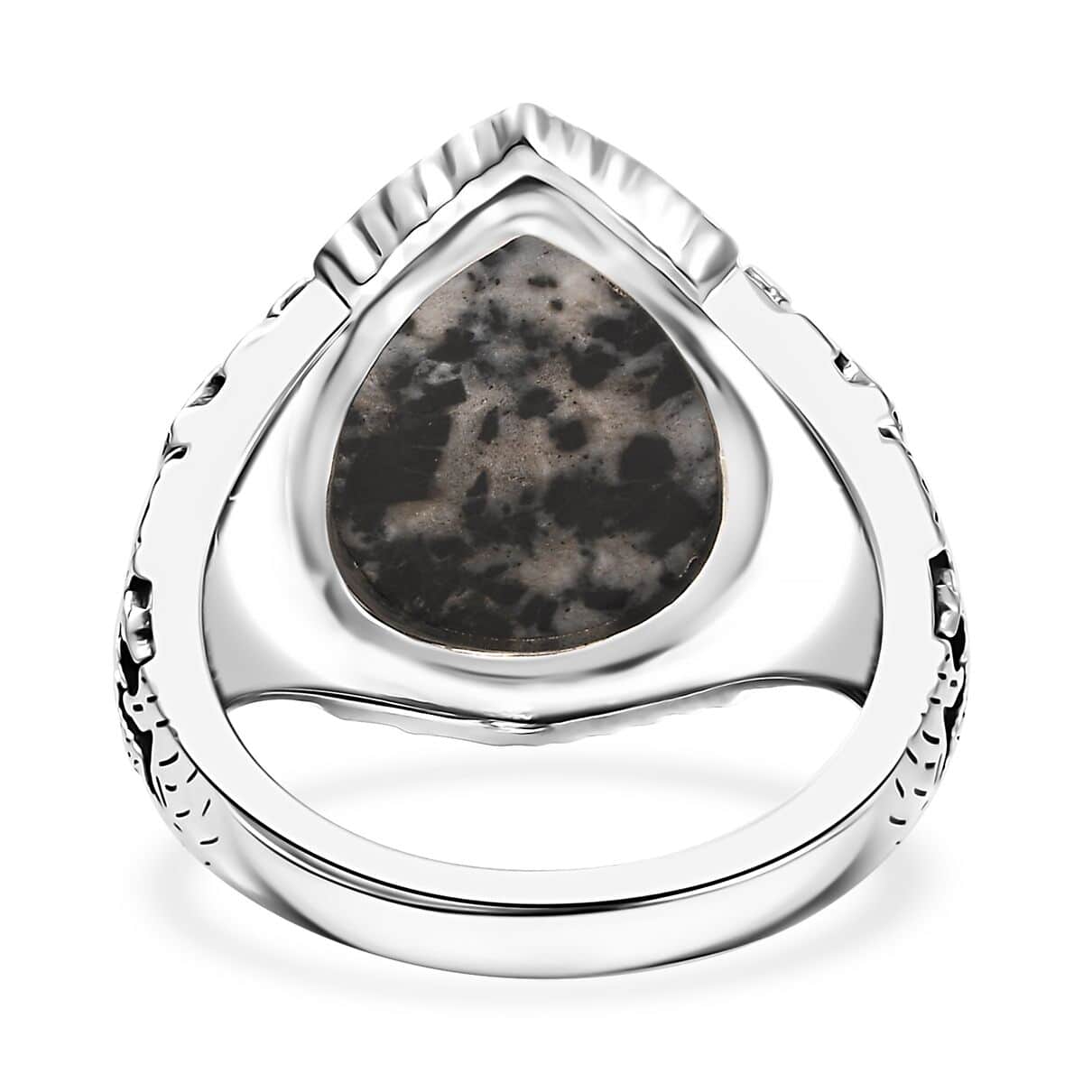 Artisan Crafted White Buffalo 9.10 ctw Solitaire Ring in Black Oxidized Sterling Silver (Size 10.0) image number 4