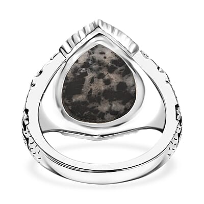 D'Joy Artisan Crafted White Buffalo 9.10 ctw Solitaire Ring in Black Oxidized Sterling Silver (Size 10.0)