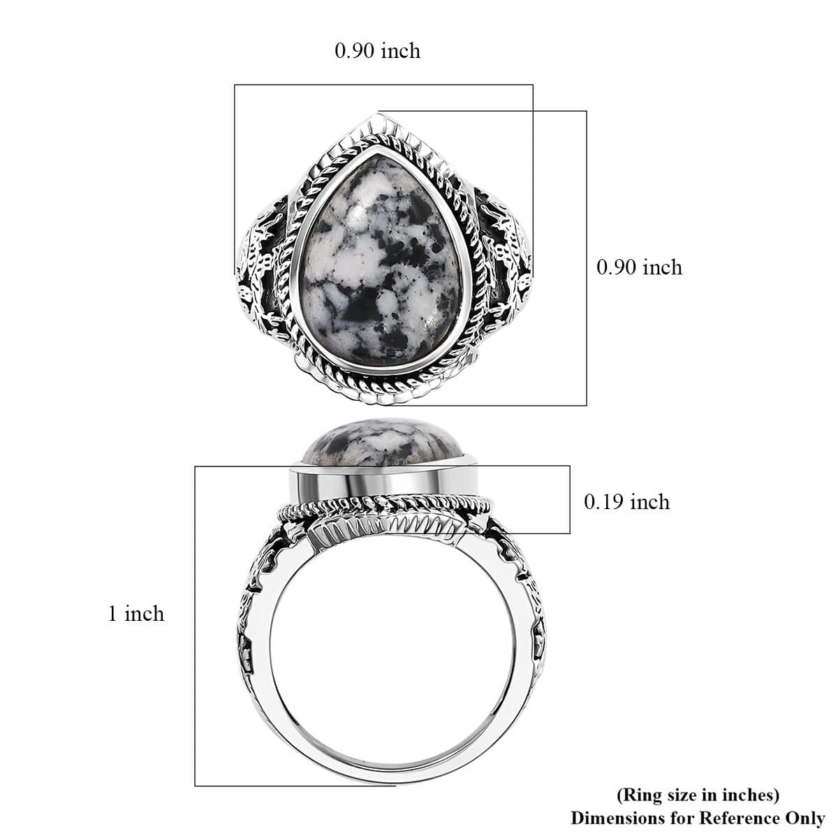 Artisan Crafted White Buffalo 9.10 ctw Solitaire Ring in Black Oxidized Sterling Silver (Size 10.0) image number 5