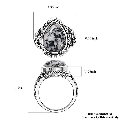 D'Joy Artisan Crafted White Buffalo 9.10 ctw Solitaire Ring in Black Oxidized Sterling Silver (Size 10.0)