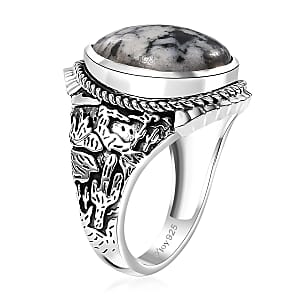 D'Joy Artisan Crafted White Buffalo 9.10 ctw Solitaire Ring in Black Oxidized Sterling Silver (Size 8.0)