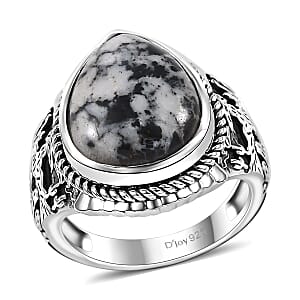 Artisan Crafted White Buffalo 9.10 ctw Solitaire Ring in Black Oxidized Sterling Silver (Size 9.0)